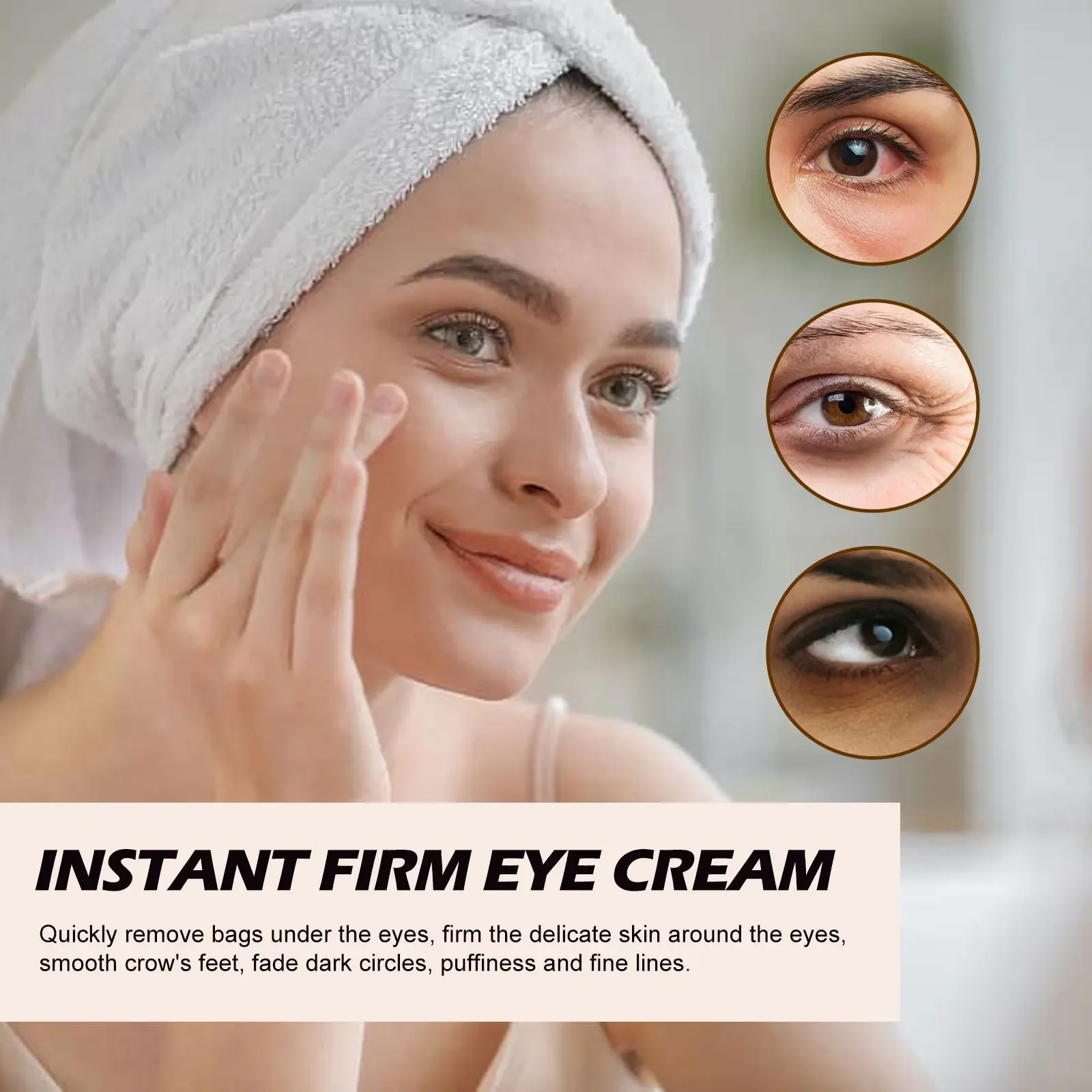 Anti-wrinkle eye cream for smoothing fine lines puffiness dark circles tightening hydrating skin around eyes