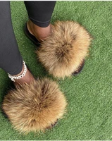 Fluffy Furry Fur Slippers Real Fox Fur Slides For Women Summer PVC Sole Flip Flops Sandals Woman Open Toe Shoes Slippers - Image 5