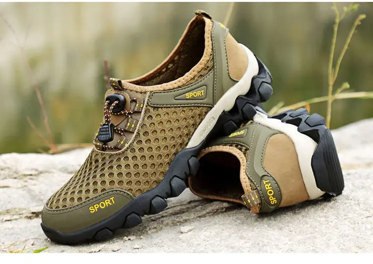Herren Mesh atmungsaktive Wanderschuhe Sommer rutschfeste weiche Sohle Sportschuhe Outdoor verschleißfeste stoßdämpfende Laufschuhe – Detail 23