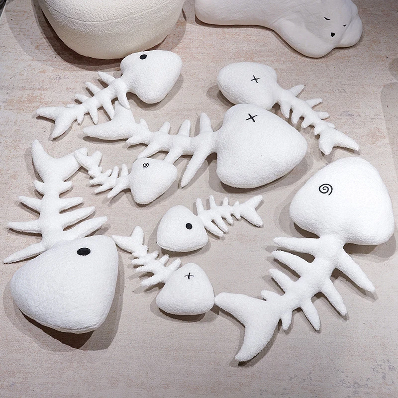 Hot 2026 New Fish Bone Plush Toy Living Room Creative Sofa Cushion Comfort Sleeping Pillow Diy Doll Send Children Birthday Gift