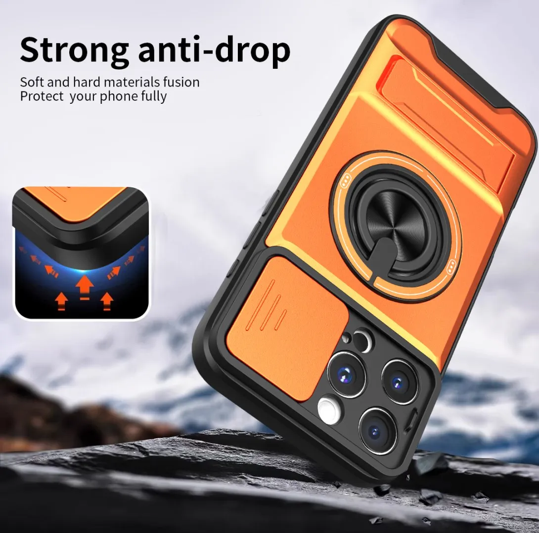 Luxury Armor Shockproof Phone Case with Magnetic Holder and Lens Protection