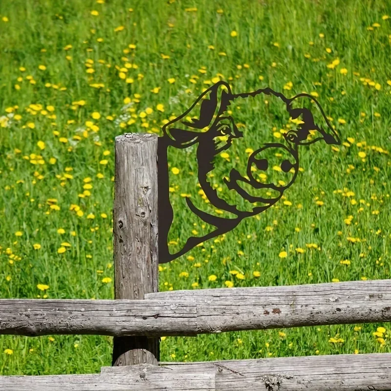 

metal ironPig Peeker Metal Silhouette Garden Decoration Stake Sculpture Fence Yard Decor Farm Patio Lawn Fall Halloween Decorati
