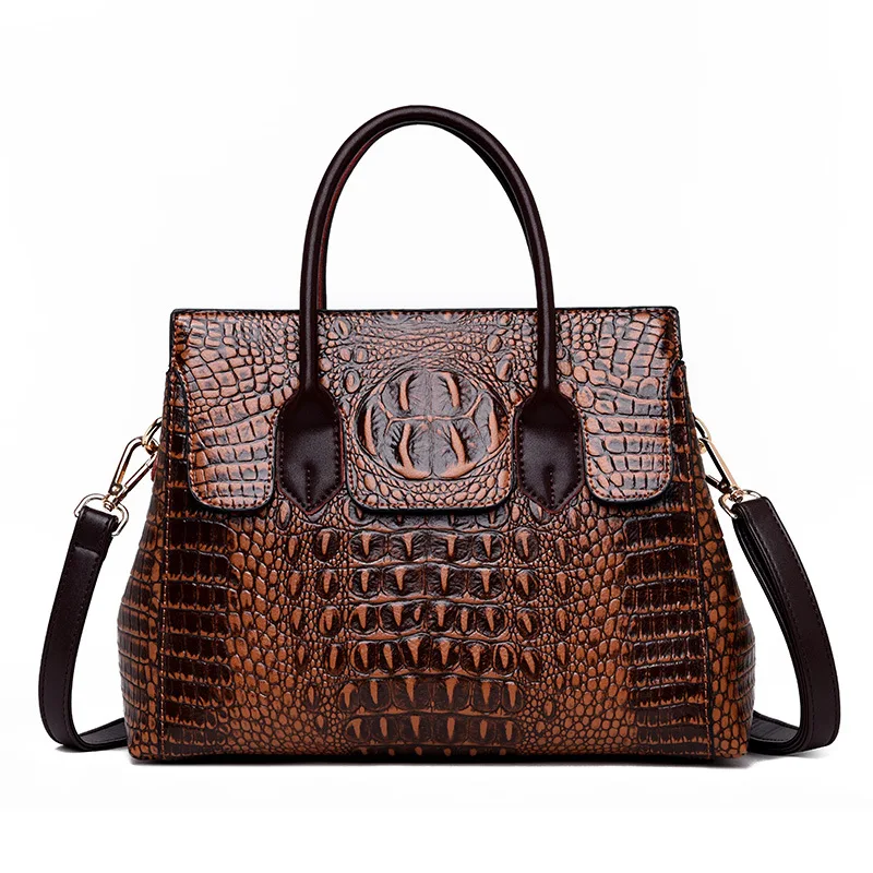 Women Handbag Genuine Leather Crocodile Luxury Designer Crossbody