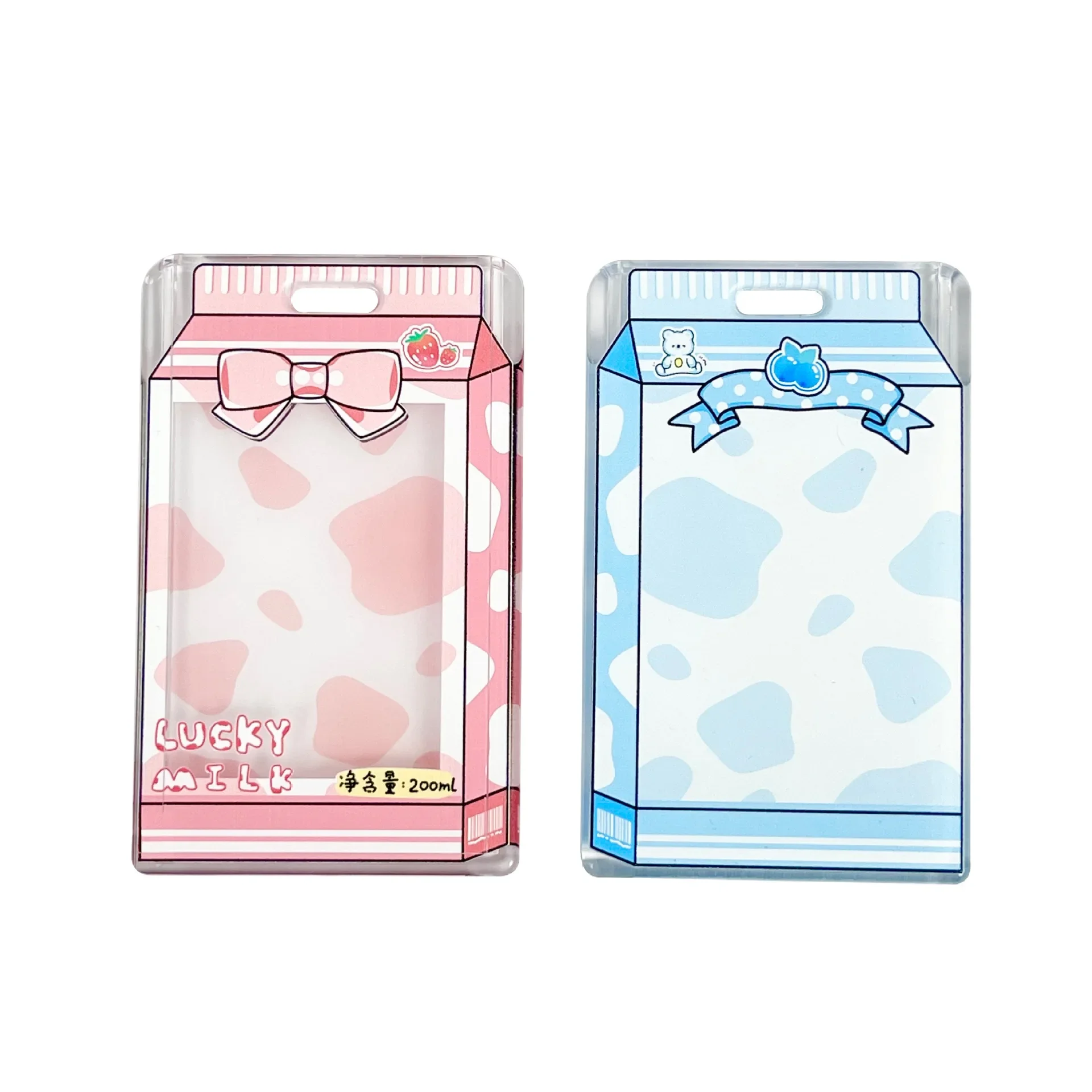 Student Fun Transparent Card Covers Spring Rope Cartoon Meal Card Case Game Cards Protection Covers Lanyard Credit Holder
