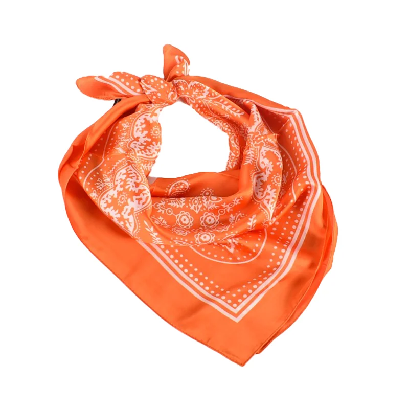 European and American Hot Sale Vintage Paisley Small Cashew Flower 70*70 Satin Square Silk Scarf 4