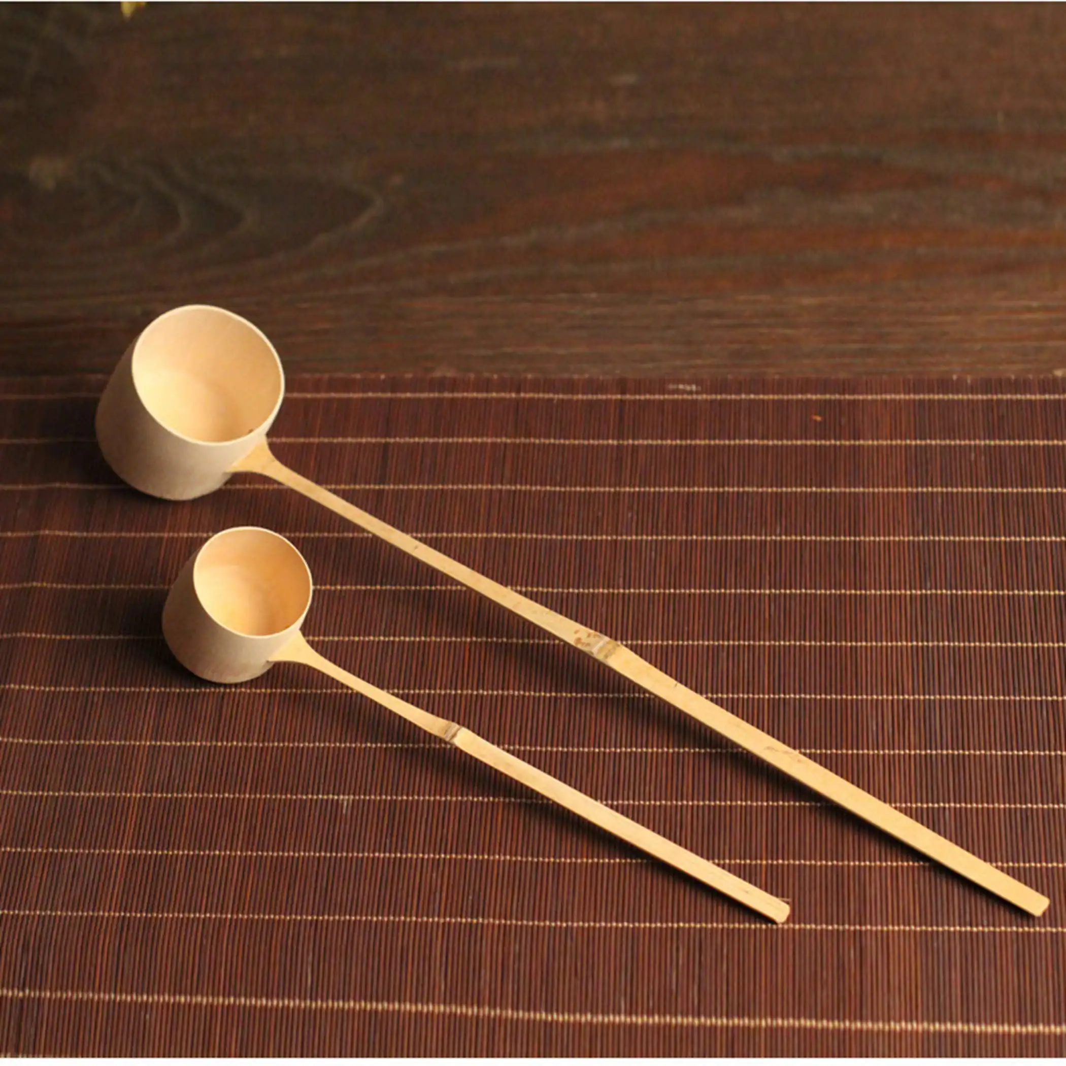 Handmade Natural Bamboo Water Ladle Hishaku Bailer Japanese Style Scoop Water Dipper Long Handle Tea Spoon for Garden Tea