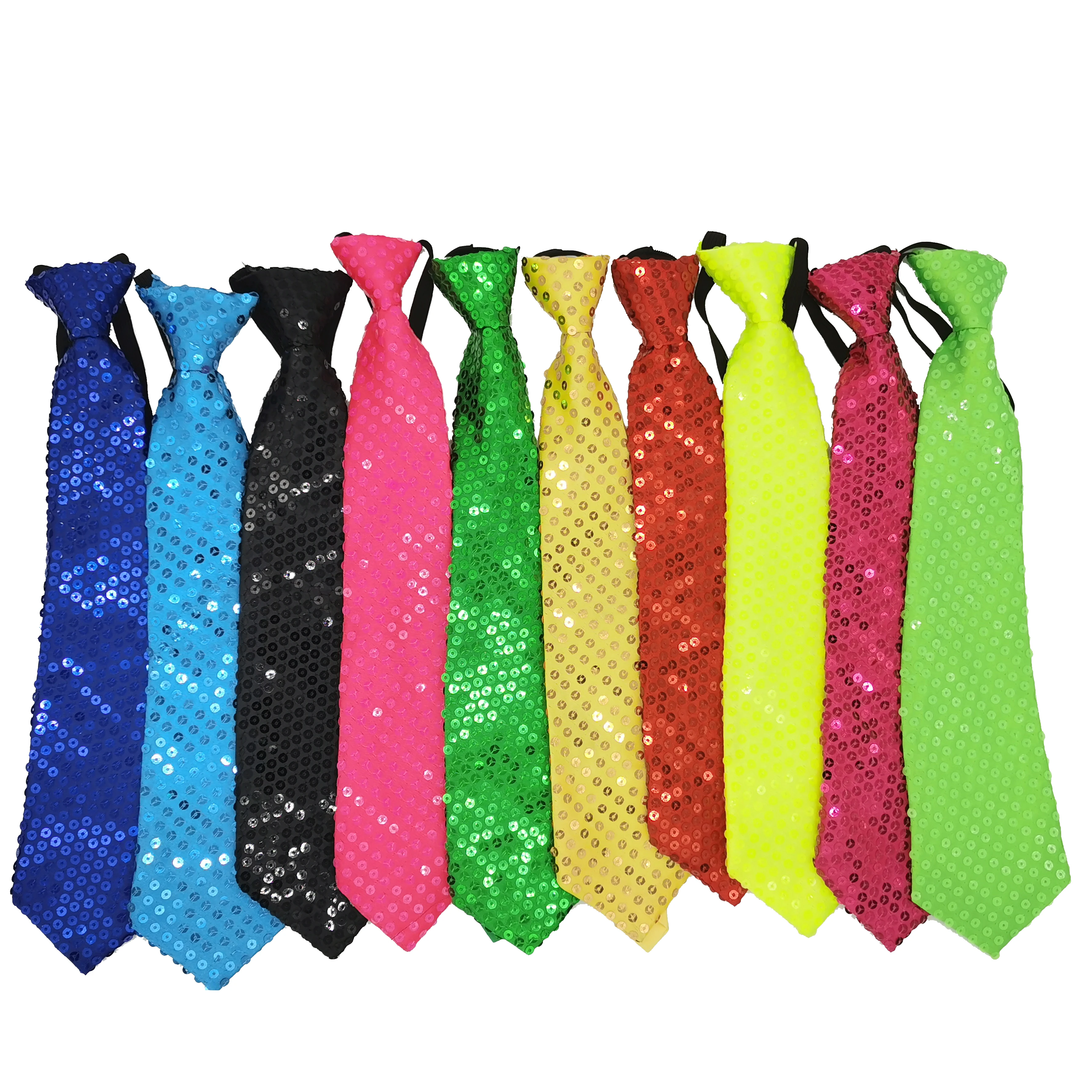 Woven Necktie Shining Sequins Tie Glitter Adjustable Zipper Closure Paillette Necktie Fashion Collar Accessories for Performance Party