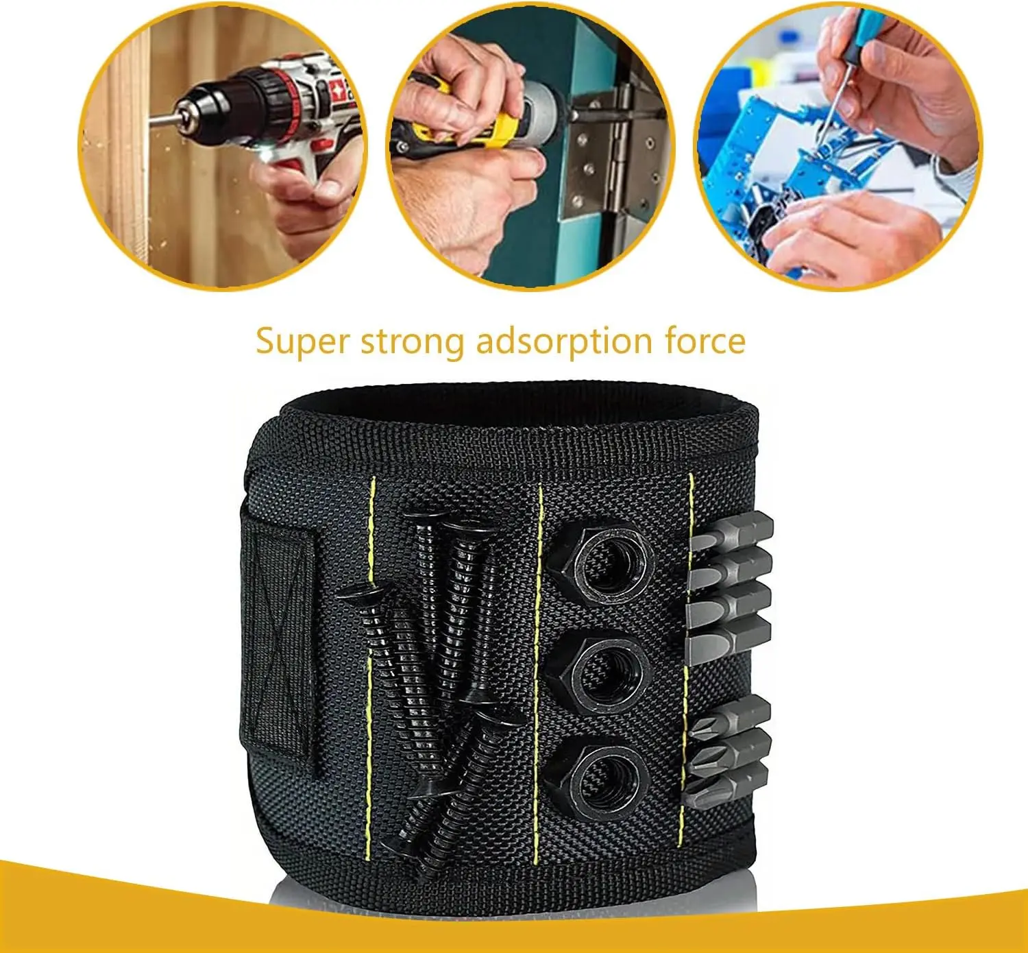 남성용 전문 자석 손목밴드, 강력한 자석 나사 홀더 손목밴드 (나사, 못, 드릴 비트용), 가정 수리, 목수용