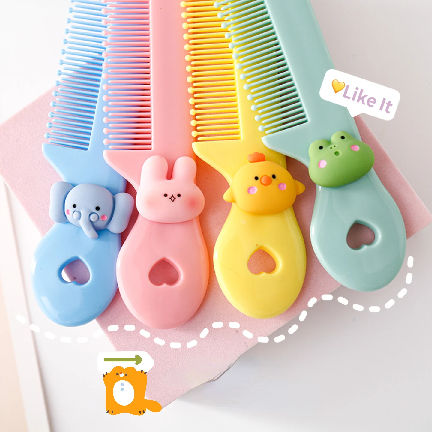 Protable Hair Brushes Cute Mini Comb for Baby Girl Boy Small Koran Cartoon Animal Floral Hair Comb Girl Kid Accessories
