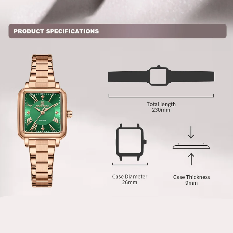 Elegant NAVIFORCE Luxury Women's Quartz Watch - 30m Waterproof Stainless Steel Fashion Timepiece