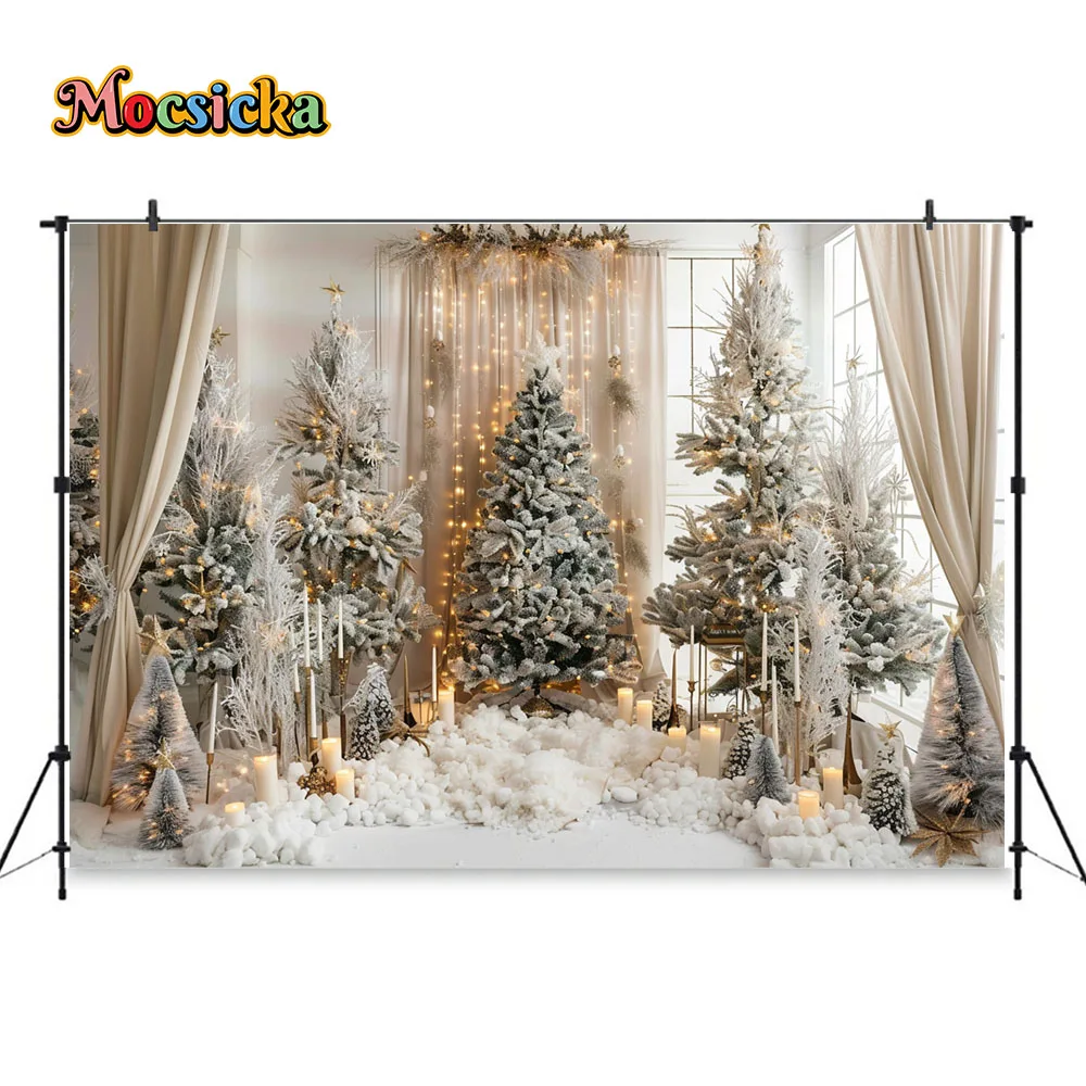Weihnachts-Fotohintergrund Winter-Szene – 300x243 Cm, Polyester, Mit Schnee & Weihnachtsbaum, Für Fotos, Partys & Deko