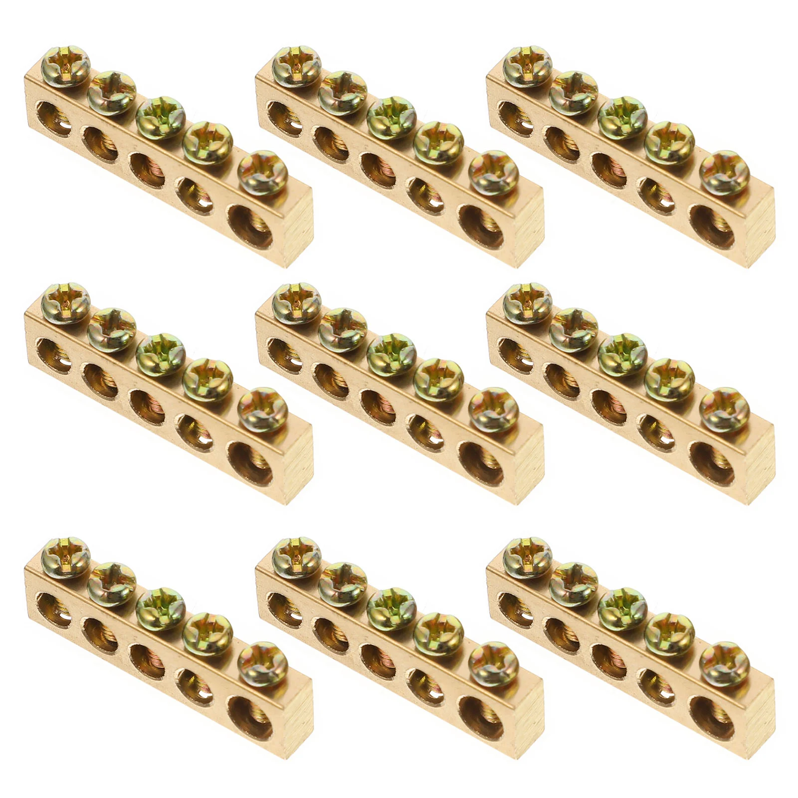 

Tehaux Wire Connector 4Pcs Terminal Ground Bar 12 Holes Electrical Grounding Bars Distribution Wire Screw Terminal Brass Ground