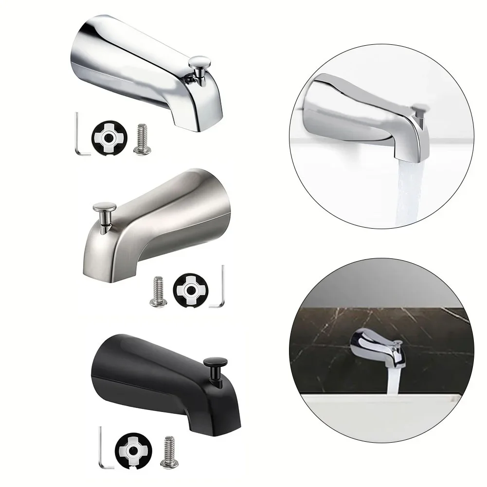 Sliding Bath Spout Bathtub Faucet With Diverter Solid Construction Brushed Nickel Finish Easy Operation Complete Accessories 6