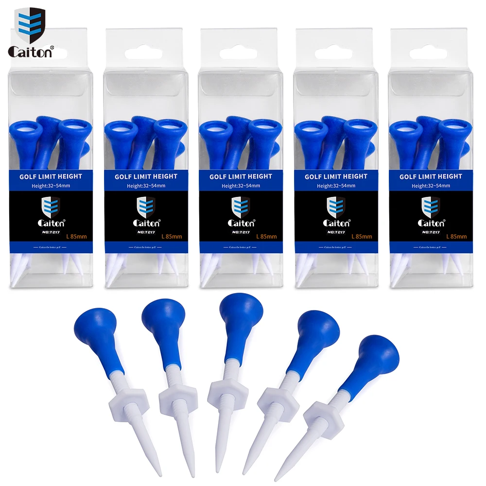 Golf Tees 5pcs Plastic Golf Tees 85mm/3.34in Adjustable 22mm/0.87in Soft Rubber Head Durable and Lightweight for Steady Shots