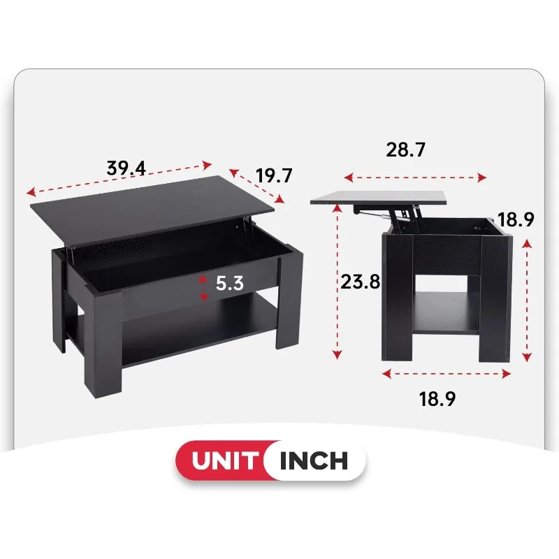 Lift Top Coffee Table with Hidden Compartment and Storage Shelf Wooden Lift Tabletop for Home Living Room Reception Room 3