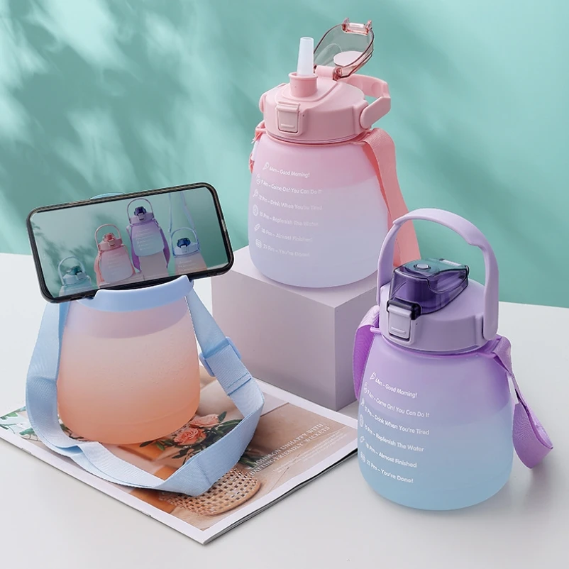 Big Belly Water Bottle 1300ml Cute Water Bottles With Random Stickers  Bottles With Two Ways To Dinking Cute Water Cups With - AliExpress