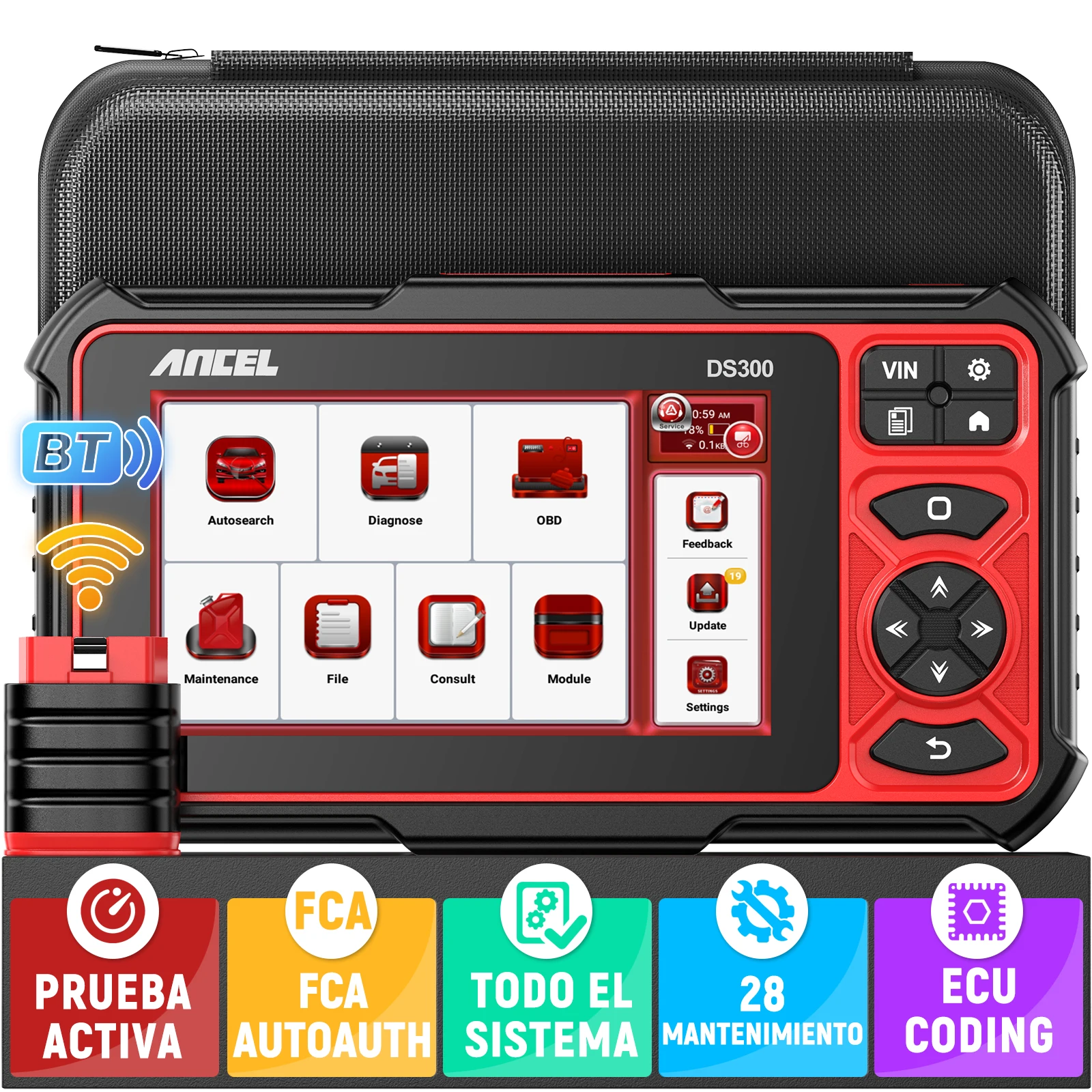 ANCEL DS300 OBD2 Scanner Diagnostic Tool – Bi-directional, ECU Coding, Active Test, 3-Year Warranty