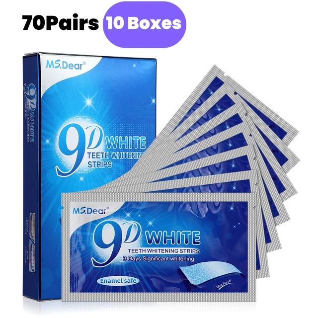 Bandes de nettoyage des dents blanches en Gel 9D, soins d'hygiène buccale, bandes de blanchiment des dents à Double élastique, fausses placages, outil de beauté des dents 1