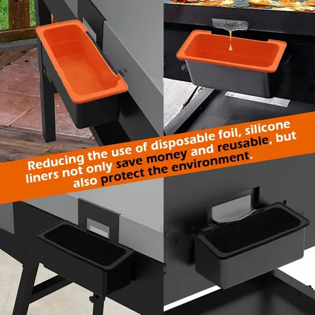 Olajcsésze Bélés Könnyen Megtisztítható, Magas Hőmérsékleten Ellenálló, Újrafelhasználható Szilikon Kültéri Grill Kályha Csepegtető Tartály - Image 2