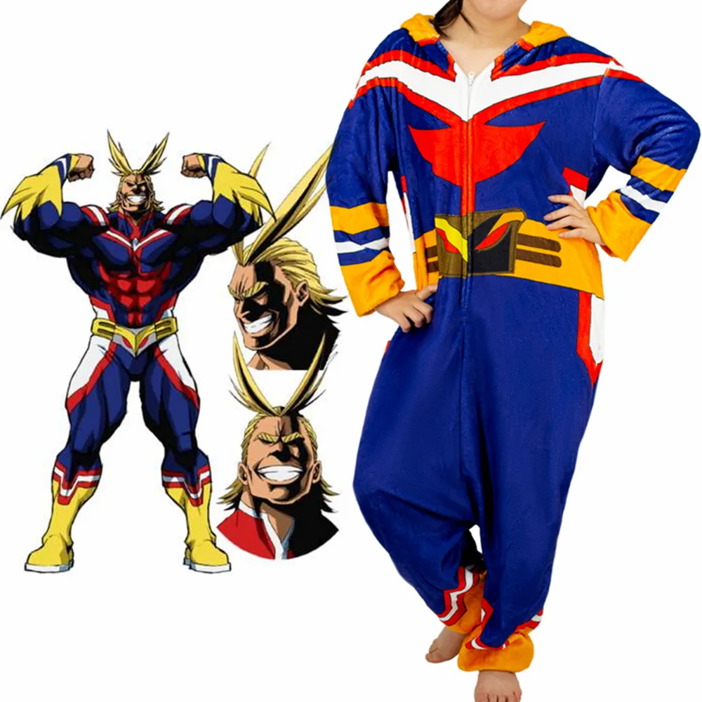 Adulto Unisex Cartoon Pigiama Anime My Hero Academia All Might Cosplay Accappatoio Flanella Tuta