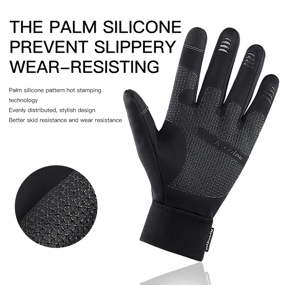 Gants Hiver FOXLVDA Homme/femme - Coupe-vent Imperméables - Bout Doigts écran Tactile - Taille M