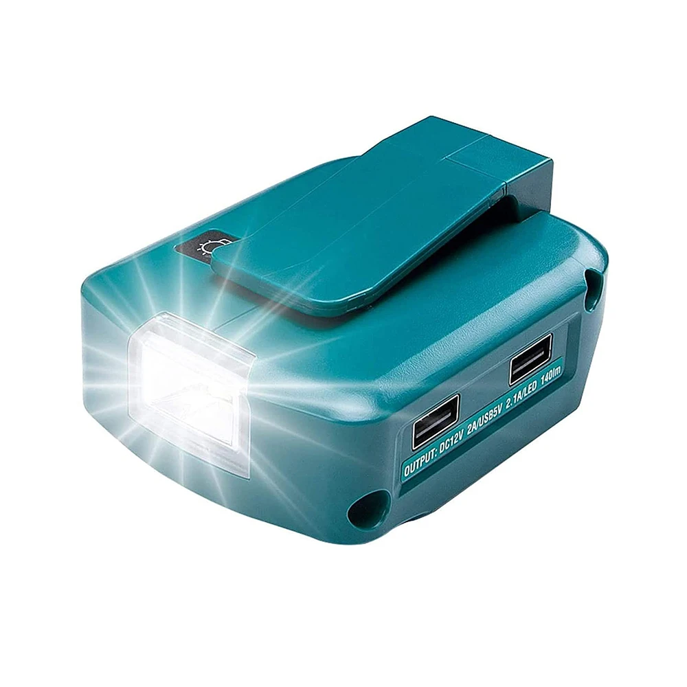 USB Adapter For Makita BL1430 BL1440 BL1830 BL1840 BL1850 BL1860 14.4V 18V Battery with LED Light Dual USB Port 2.1A charger