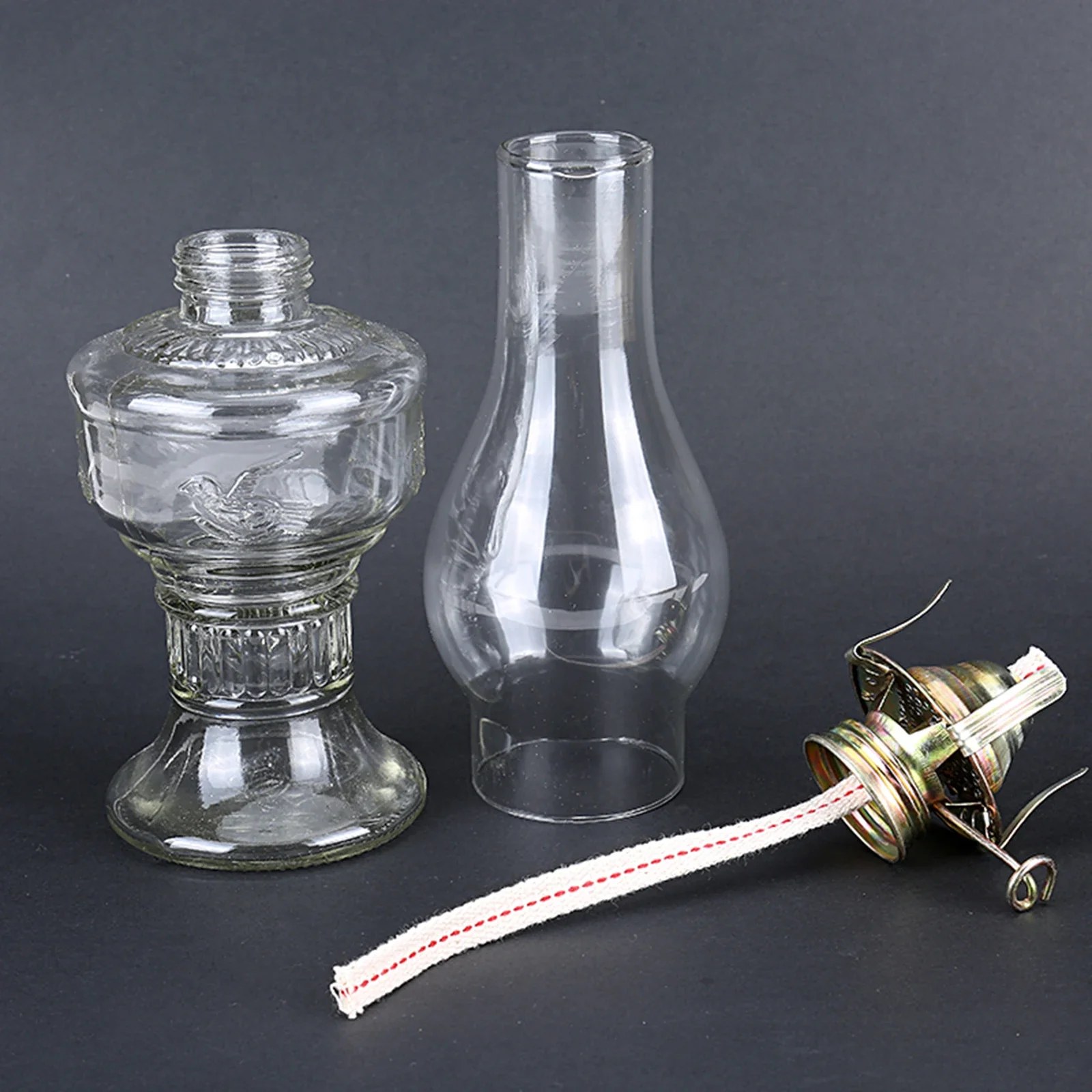Glass Oil Lamp 33CM Retro Kerosene Indoor Vintage Four-Claw Lamp Head Clear Lantern Home Decor Outdoor Camping