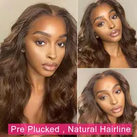 Perruques en cheveux humains brésiliens ondulés, couleur marron chocolat, 13x6 HD Lace Front et 13x4 Full Lace Frontal, pour femmes, en promotion 2