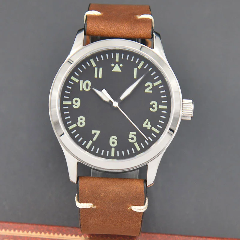 

42mm Corgeut Automatic seagull movement Sterile dial Stainless steel case sapphire glass Leather watch band Luminous men's watch