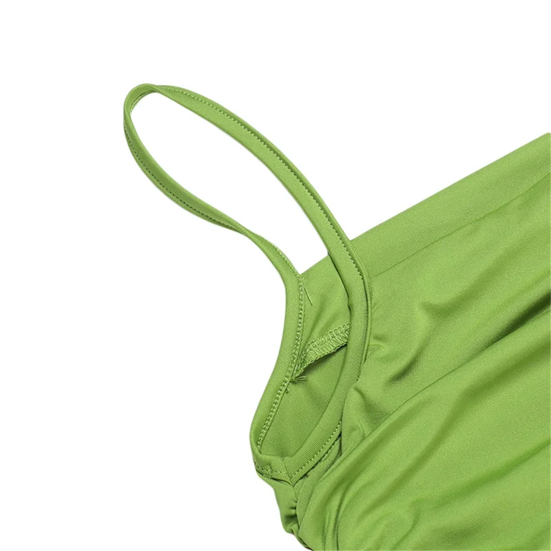 Slit Dress y2k Clothes Women Sexy Hollow Out Spaghetti Strap Sleeveless Midi Dress with Drawstring Beach Party Dresses