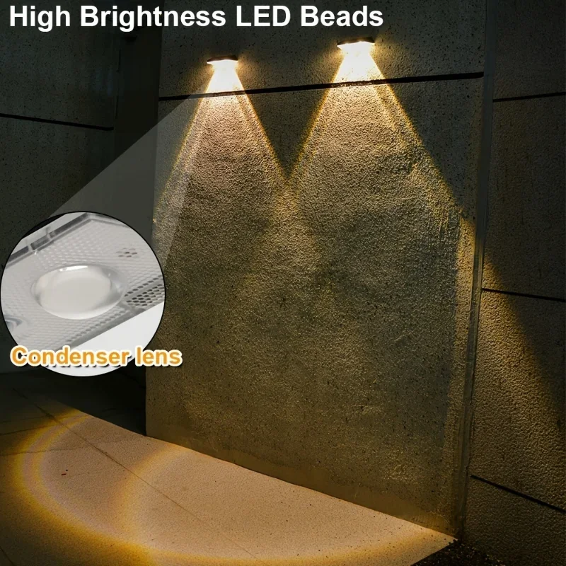 Description Picture 4 of item3Color Outdoor Solar Garden Light Outdoor Waterproof High Brightness Spotlight Wall Lamp for Home Villa Fence Porches Decorative