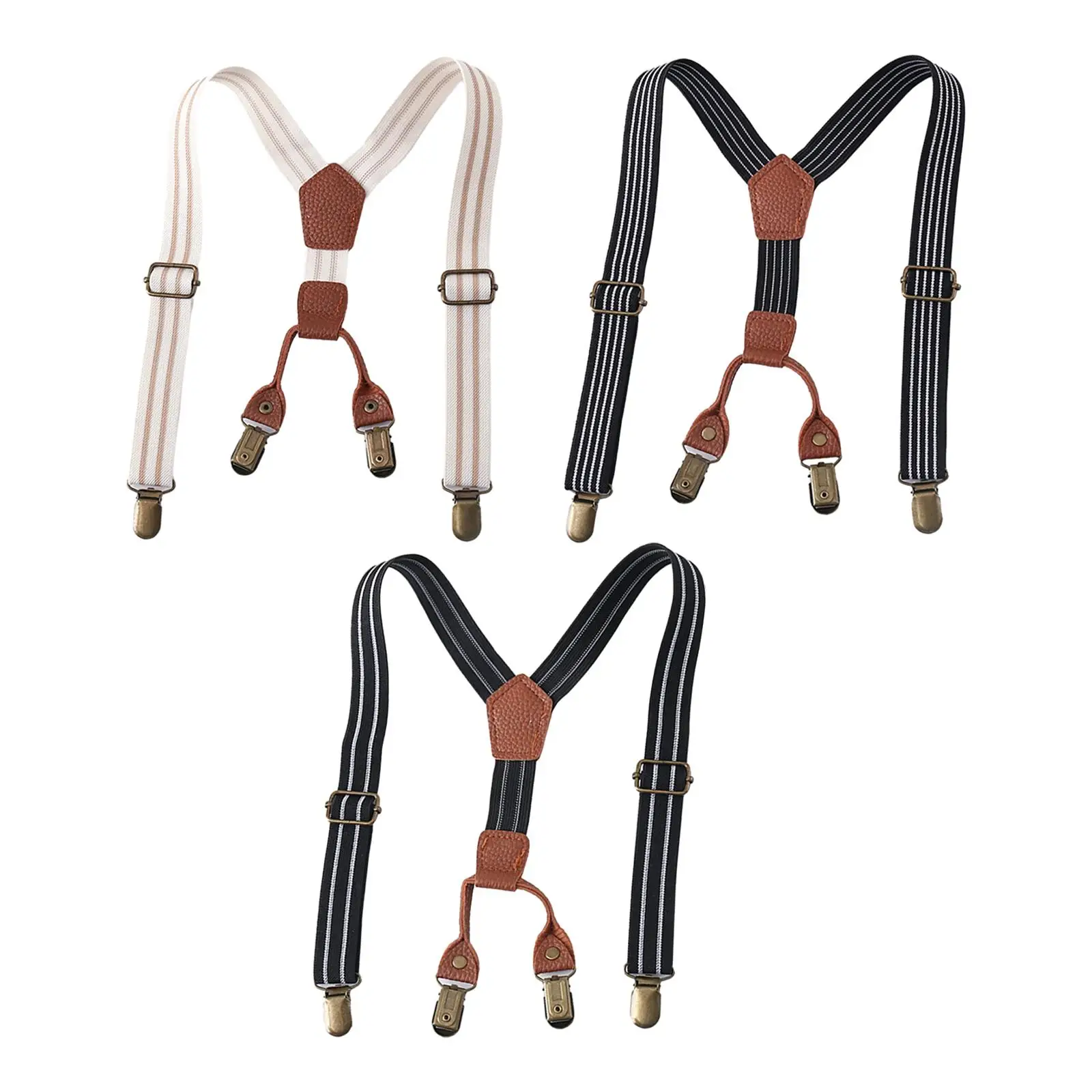 Kids Suspenders Clip on Children Brace Adjustable Striped Pattern Y Back Braces for Formal Wear Outfit Wedding Costume Birthday