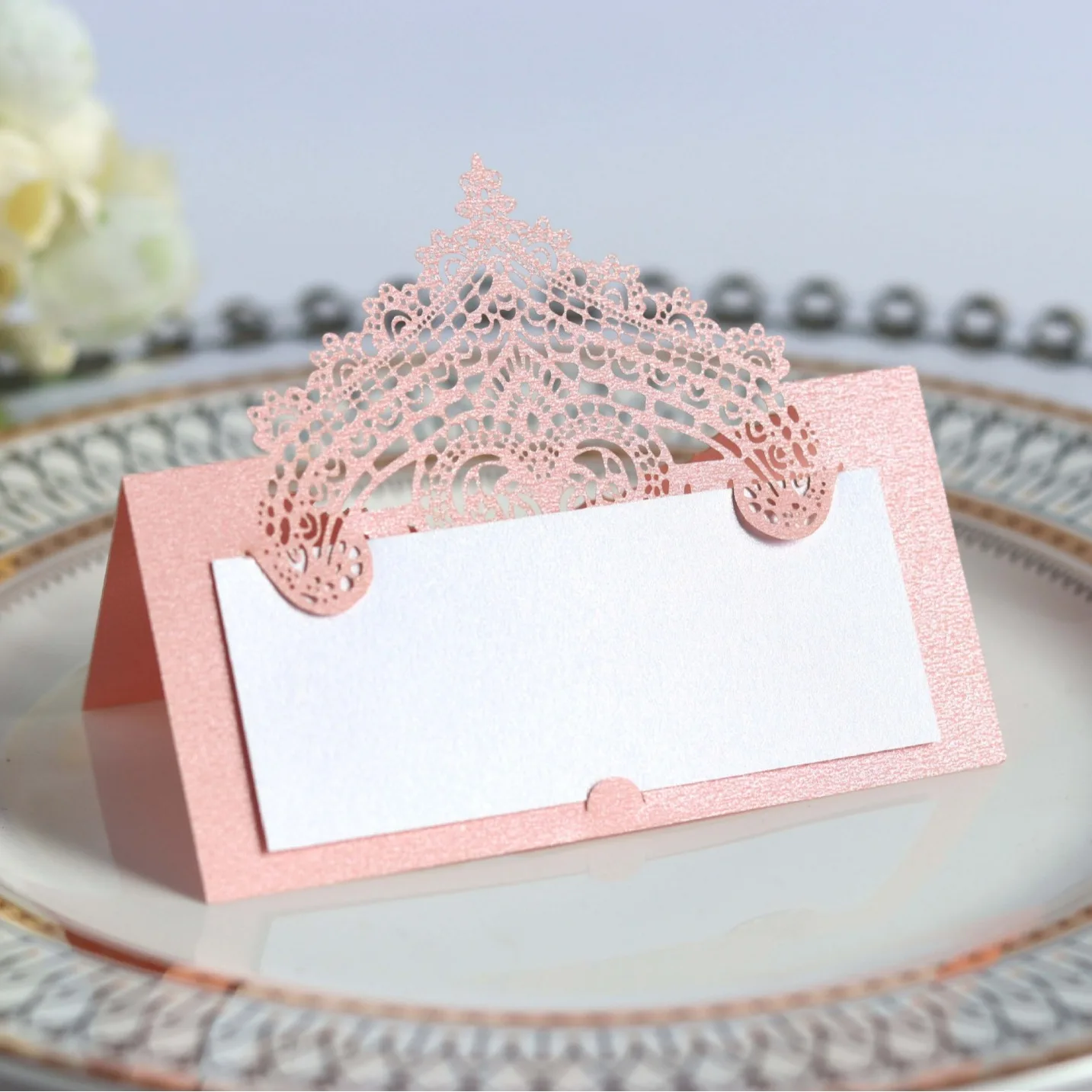 Lace Seat Card Laser Hollow Festival Handwritten Card Wedding Seat Name Table Number Stand Wedding Decoration Table