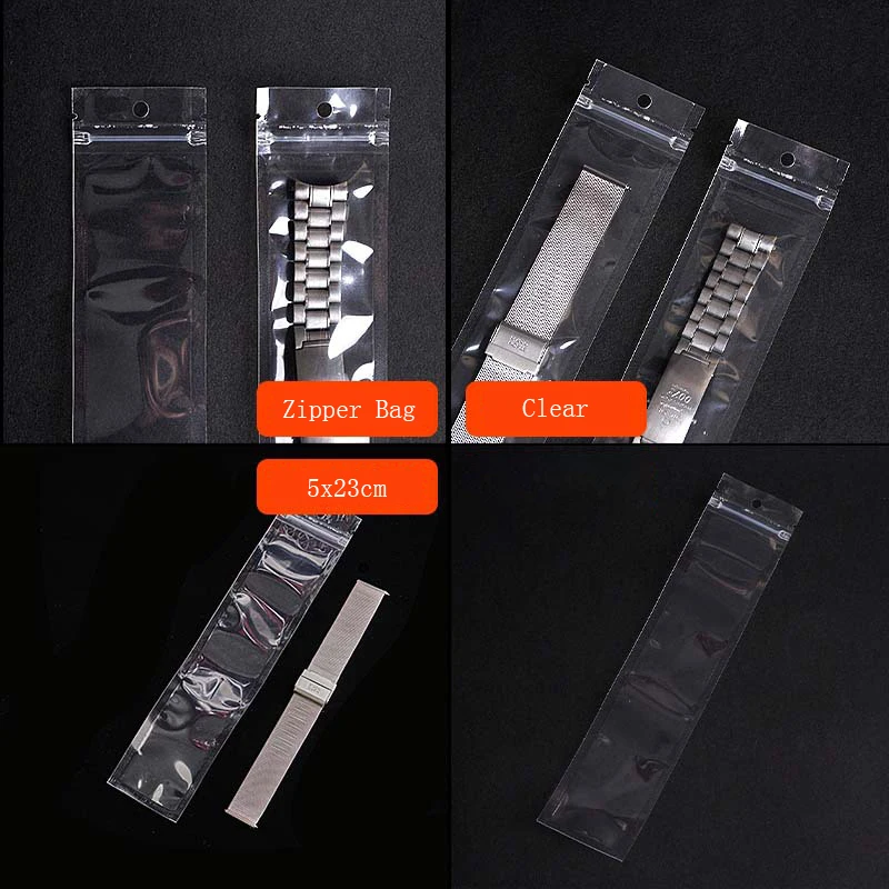 TETP 100Pcs Transparent Watch Band Packaging Bags With Hang Hole Accessories Necklace Storage Display Ziplock Plastic Bag 6