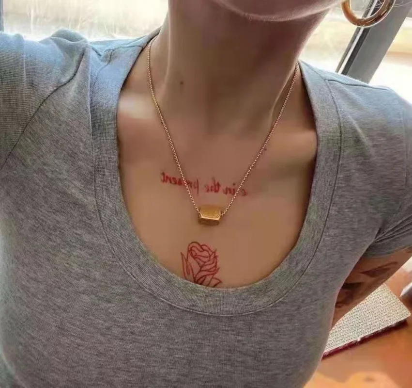 2020 new Korean Vintage golden bean Triangle Pendant Necklace C family clavicle chain neck chain women's jewelry