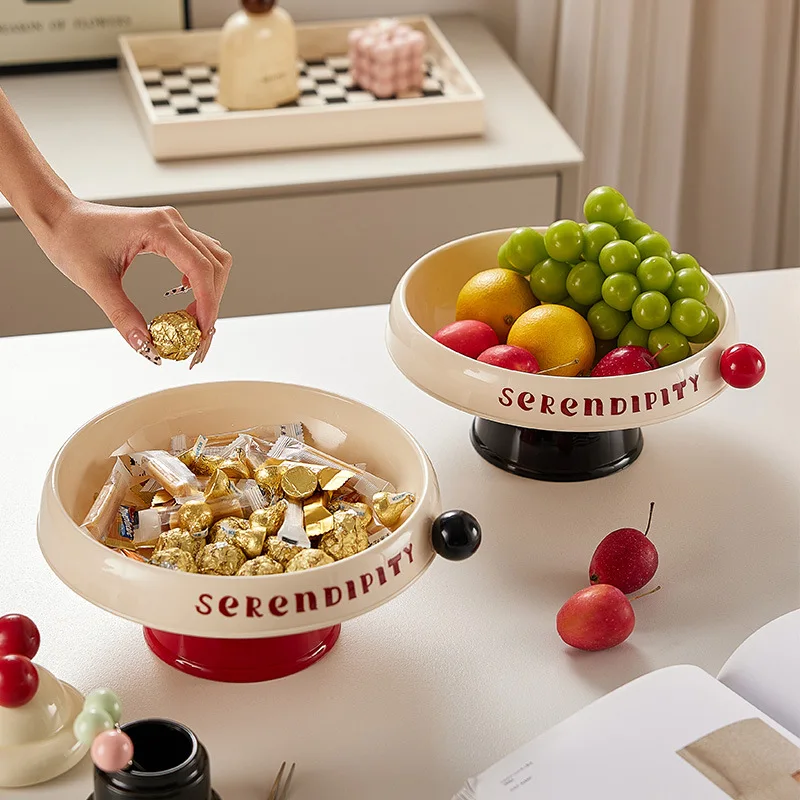 Household High Footed Fruit Tray plastic Snack Placement Tray fruit Basin with Lid high Appearance Multifunctional Storage Shelf