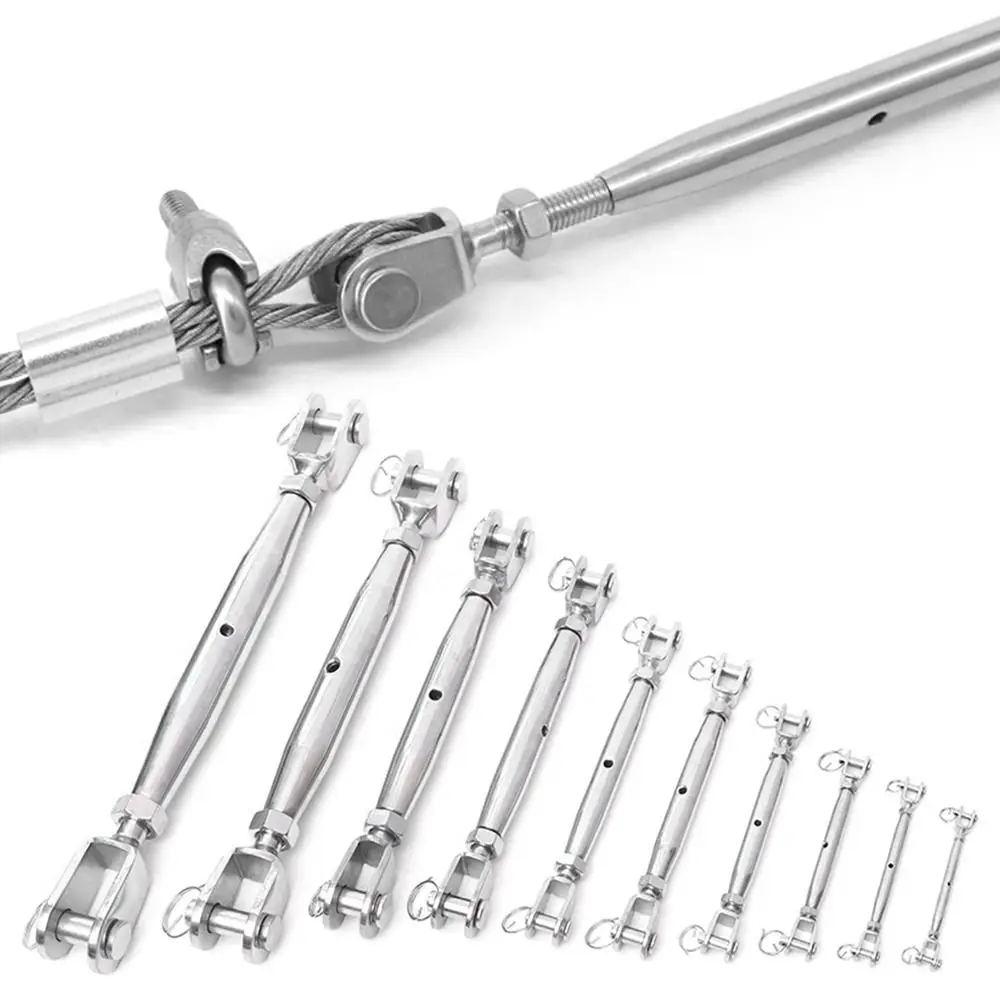 1PC M5-M12 304 Stainless Steel Marine Rigging Screw Closed Body Jaw Turnbuckle Bolt Wire Rope Tensioner Length Adjuster Clamp