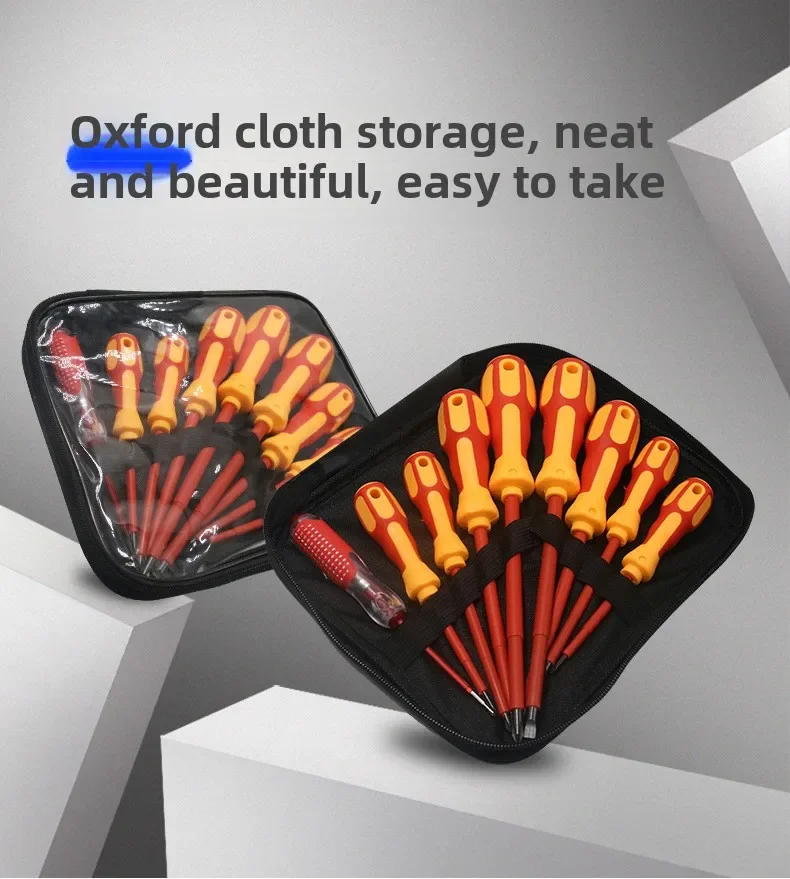 Magnetic screwdriver set, insulated Phillips slotted electric screwdriver for electricians, multifunctional hand tools.