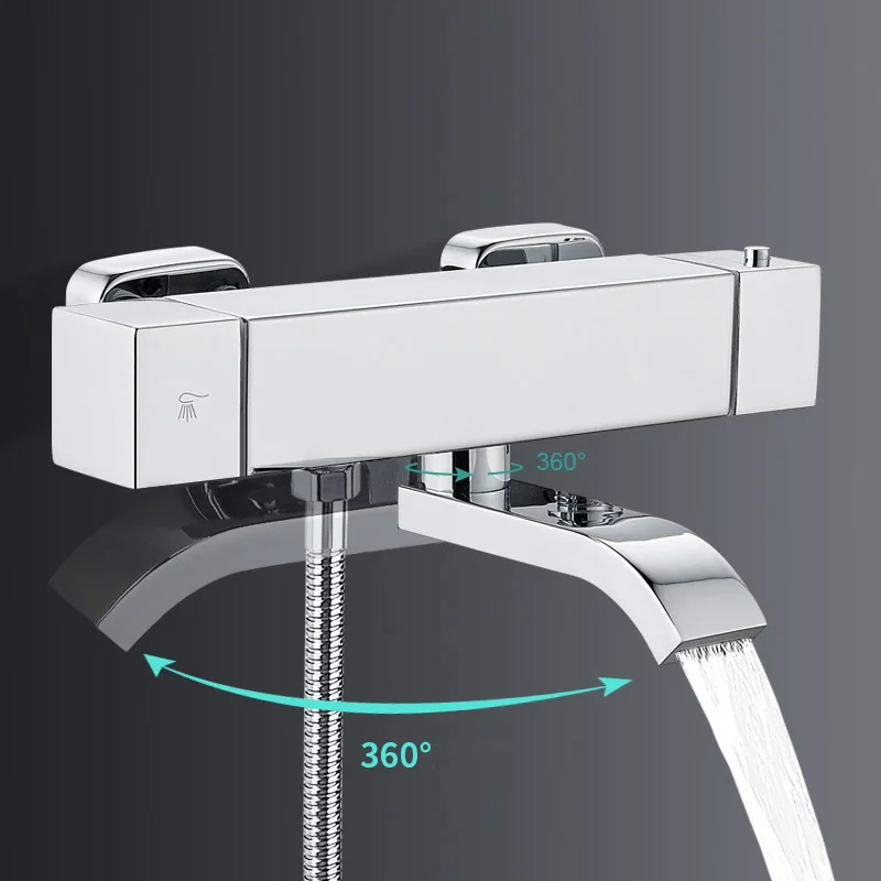 ก๊อกน้ําอุณหภูมิ อ่างอาบน้ํา ก๊อกน้ําอาบน้ํา ติดผนัง วาล์วอาบน้ําอุณหภูมิคงที่ วาล์วผสมน้ําร้อนน้ําเย็น 1