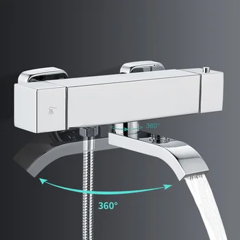 ก๊อกน้ําอุณหภูมิ อ่างอาบน้ํา ก๊อกน้ําอาบน้ํา ติดผนัง วาล์วอาบน้ําอุณหภูมิคงที่ วาล์วผสมน้ําร้อนน้ําเย็น 1