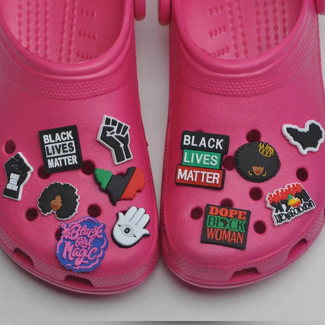 Croc Shoe Charms Jibbitz alphabet letters pink black - Depop