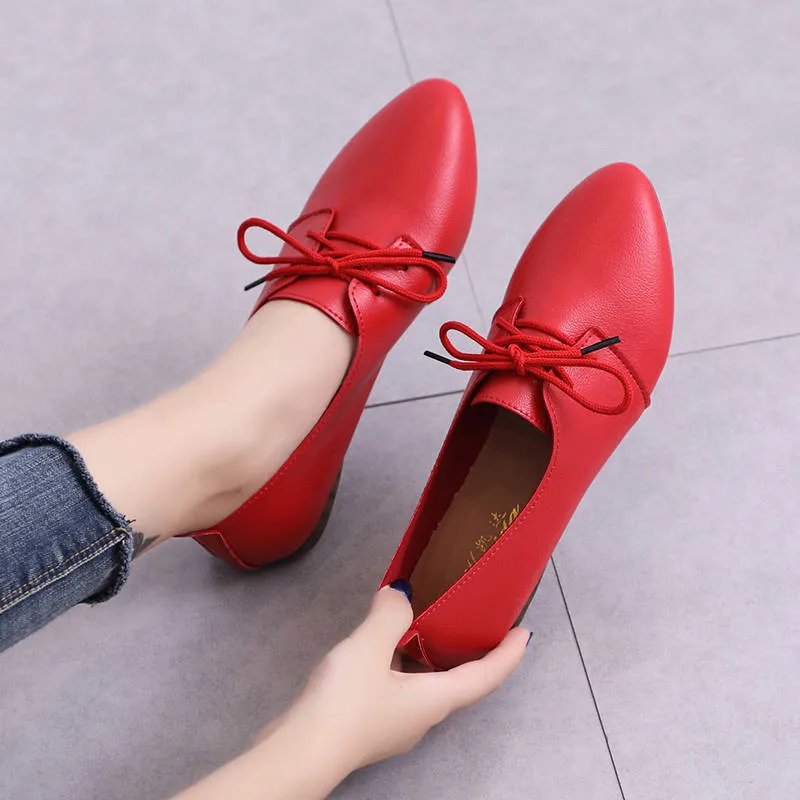 Big Size 41 Women Flat Shoes Woman Genuine Leather Flats Ladies Shoes Female Cutout Slip on for Women Ballet Flat Loafers women loafers