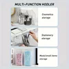 1pc Compact Desktop Storage Bucket with Lid Supply Organizers for Makeup Brush, and Cosmetic Accessories Dustproof, SpaceSaving, 6