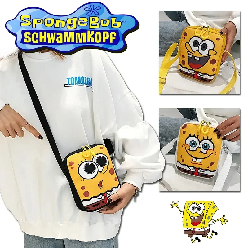 Spongebob Squarepants Borsa A Tracolla Fashion Casual Ladies Canvas Crossbody Bag Cartoon Cute Small Square Bag Borsa Di Tela Per Bambini