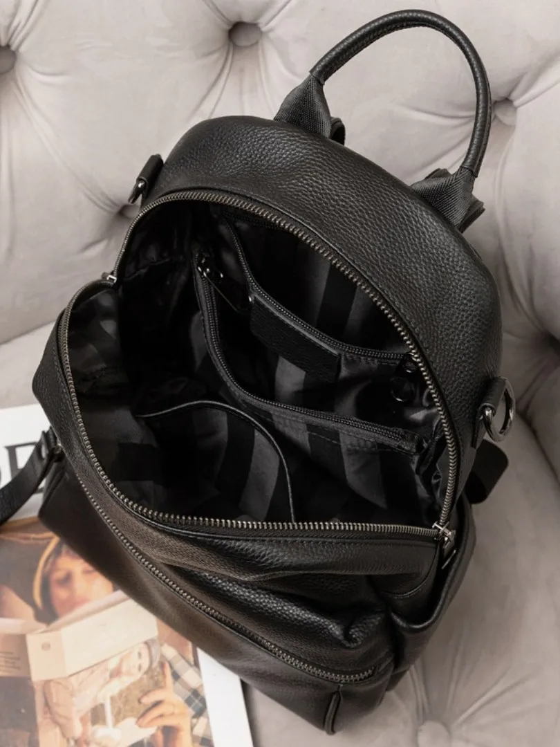 Genuine leather Women's Backpack Fashion Casual Large Capacity Travel Knapsack Head layer cowhide commuter handbag