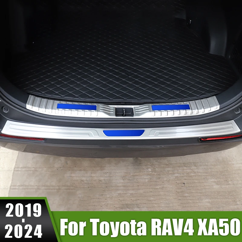 

For Toyota RAV4 XA50 Hybrid 2019 2020 2021 2022 2023 2024 Stainless Car Rear Bumper Foot Plate Pedal Trunk Door Sill Guard Cover