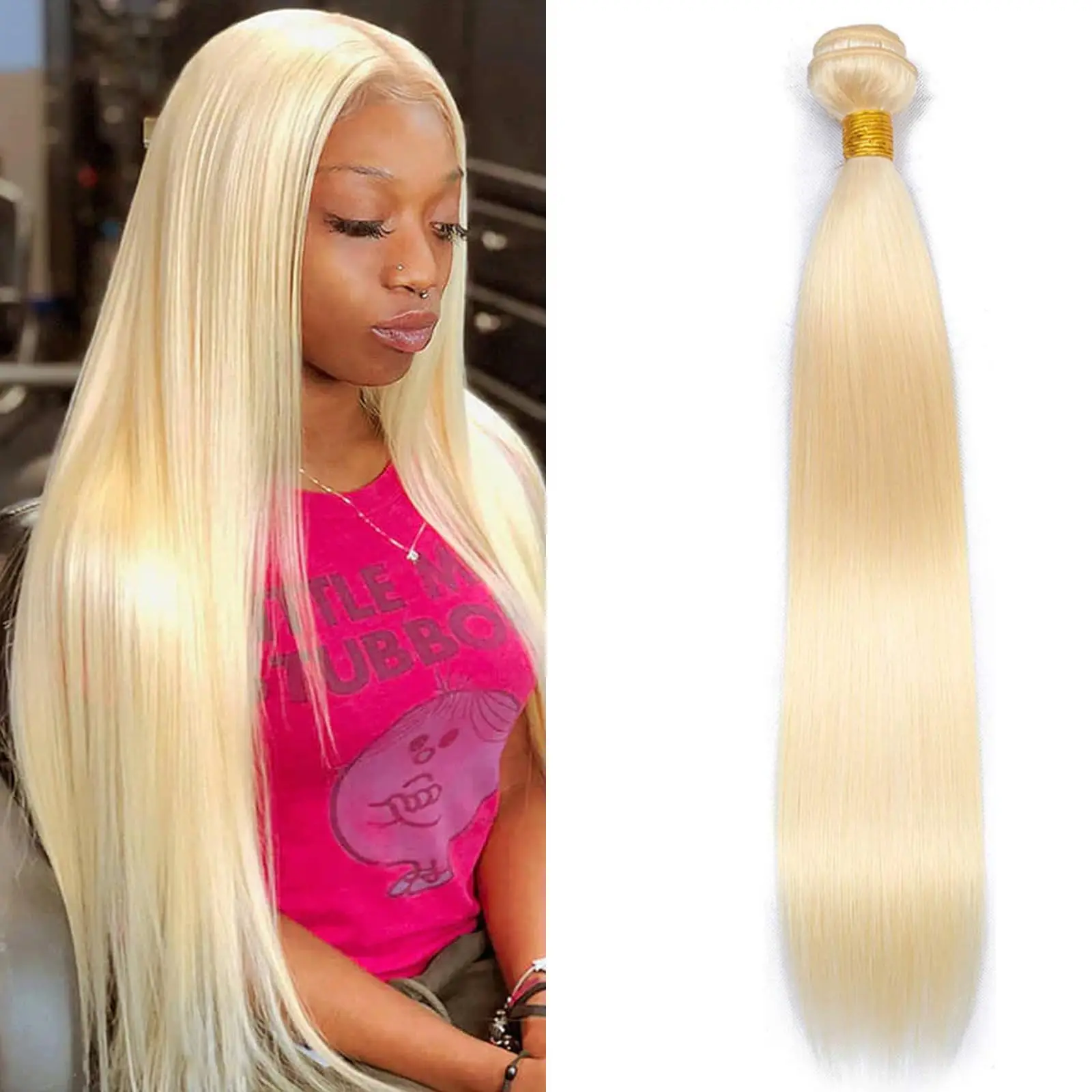 613 Blonde Color Bundles Straight Human Hair Bundles Weft Brazilian 100% Human Hair Weaving 1/3 PCS Remy 16-30 Inch