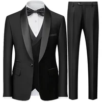 3 Pieces Set Blazers Jacket Vest Pants / Fashion Men Casual High Quality Business Slim Groom Wedding Formal Suit Coat Trousers