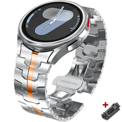 Elegant Stainless Steel No - Gap Metal Watch Bracelet with Quick Release - Galaxy 7 40mm 44mm (Silver Orange)