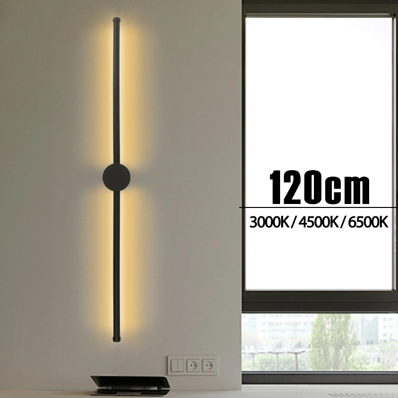 Modern Minimalist LED Linear Wall Lamp 80cm/100cm/120cm Long Strip Wall Lamp Bedroom Living Room Home Decor 2